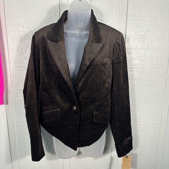 Democracy Brown Casual Women’s Long Sleeve Button Front Blazer Size Small NWT - Picture 1 of 11
